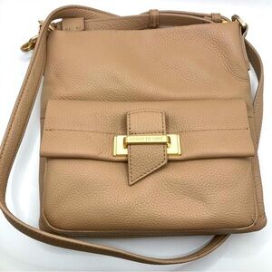 NWOT Kenneth Cole New York Crosby Leather Crossbody Beige Designer Crossbody Bag
